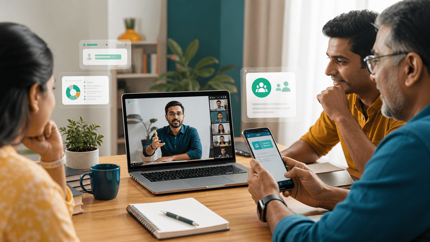 Indian adults learning Claude workflows in a live online class